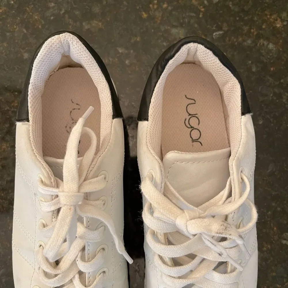 *Sugar* Sz 6.5 White & Navy Sneakers